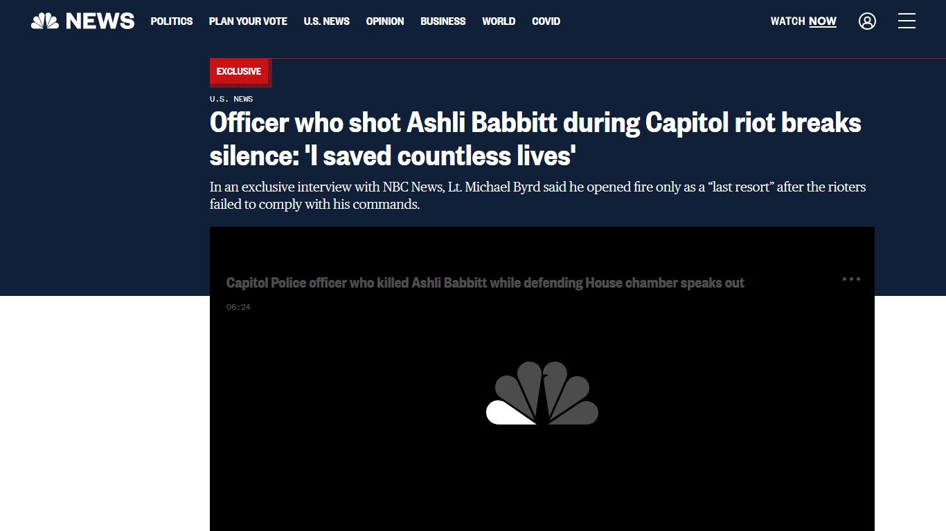 Officer who shot Ashli Babbitt during Capitol riot breaks silence: 'I ...