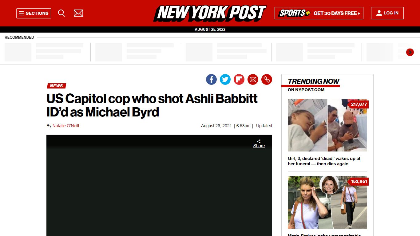 US Capitol cop who shot Ashli Babbitt ID'd as Michael Byrd - New York Post