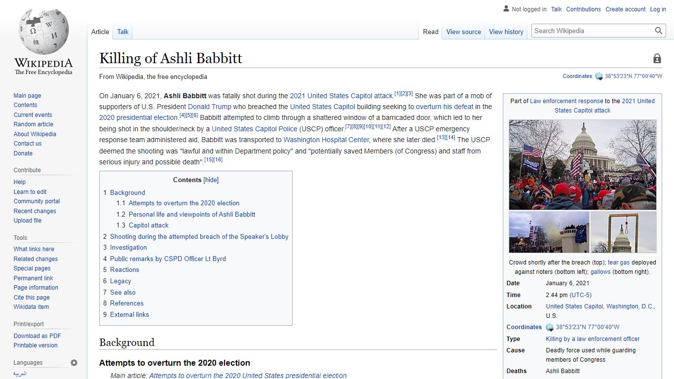 Killing of Ashli Babbitt - Wikipedia